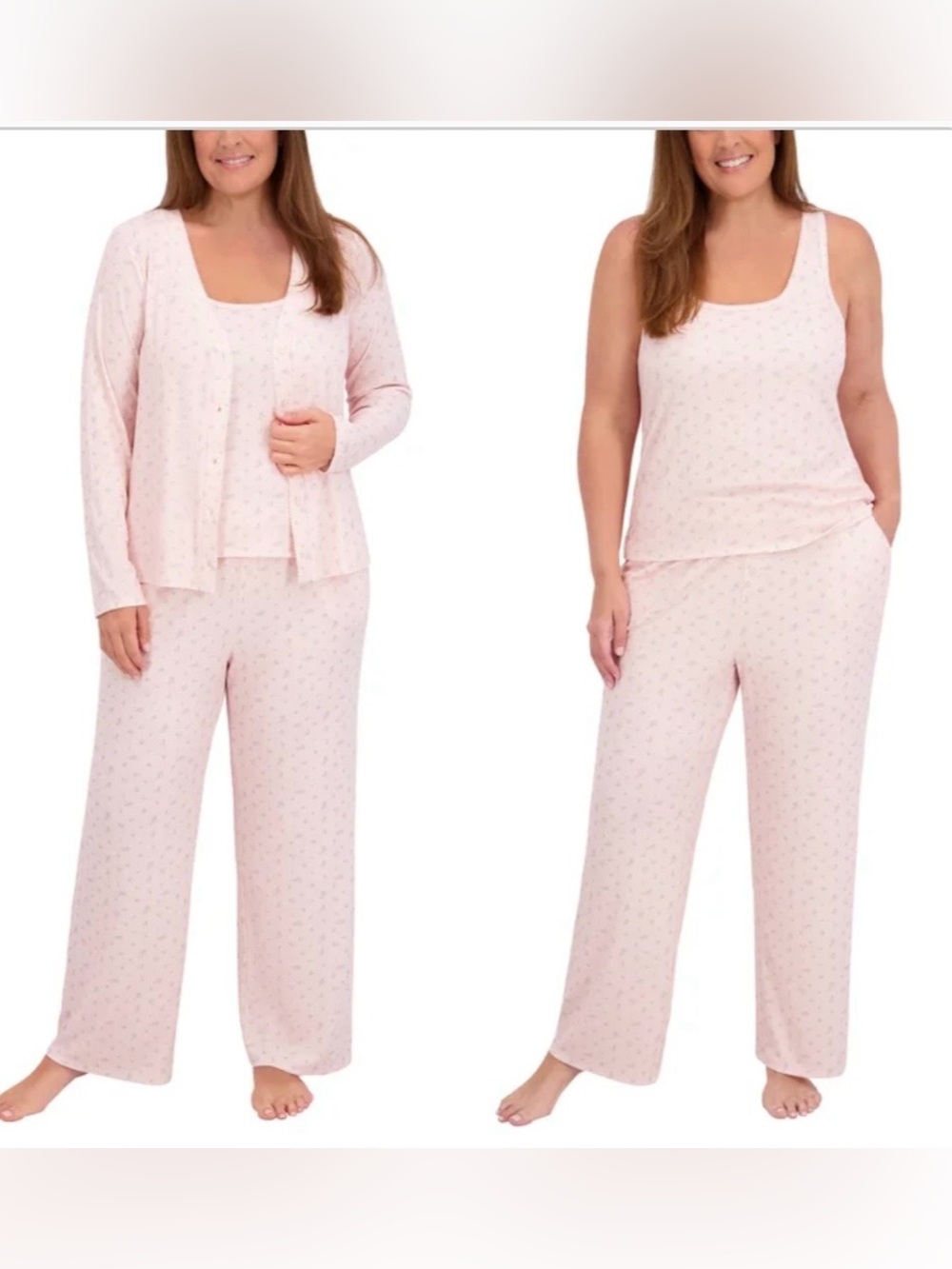 Live 2 Lounge Women’s Soft Pink Floral Tank & Wide-Leg Pajama Set by